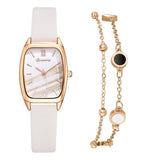 Montre De Luxe Femmes  En Cuir Cadran En Marbre + Bracelet