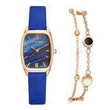 Montre De Luxe Femmes  En Cuir Cadran En Marbre + Bracelet