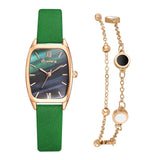 Montre De Luxe Femmes  En Cuir Cadran En Marbre + Bracelet