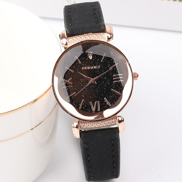 Montres Femmes De Luxe  Cadran  Étoilé  Bracelet En Cuir